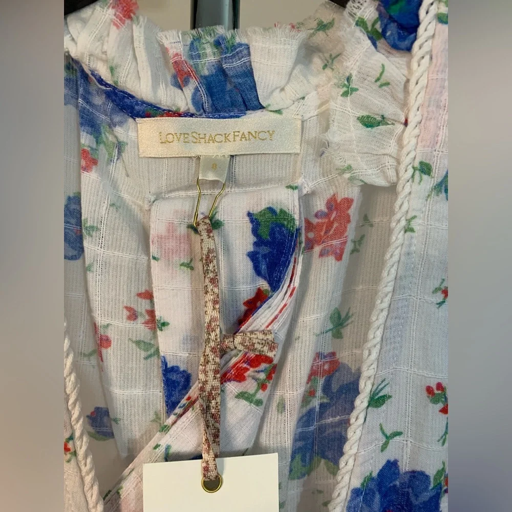 Loveshackfancy Arlo Mini Dress in Blue Notte Size: 8 - Picture 5 of 14